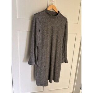 Womens White House Black Market Gray Silver Fall Winter Glitter Dress Size Large